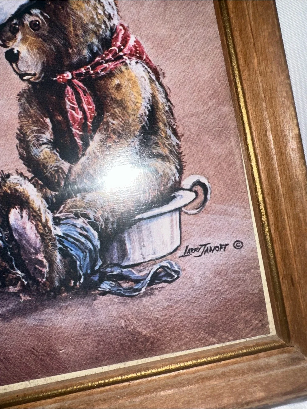 Vintage Teddy Bear Framed Wall Art Set of 2 Country Nursery Decor